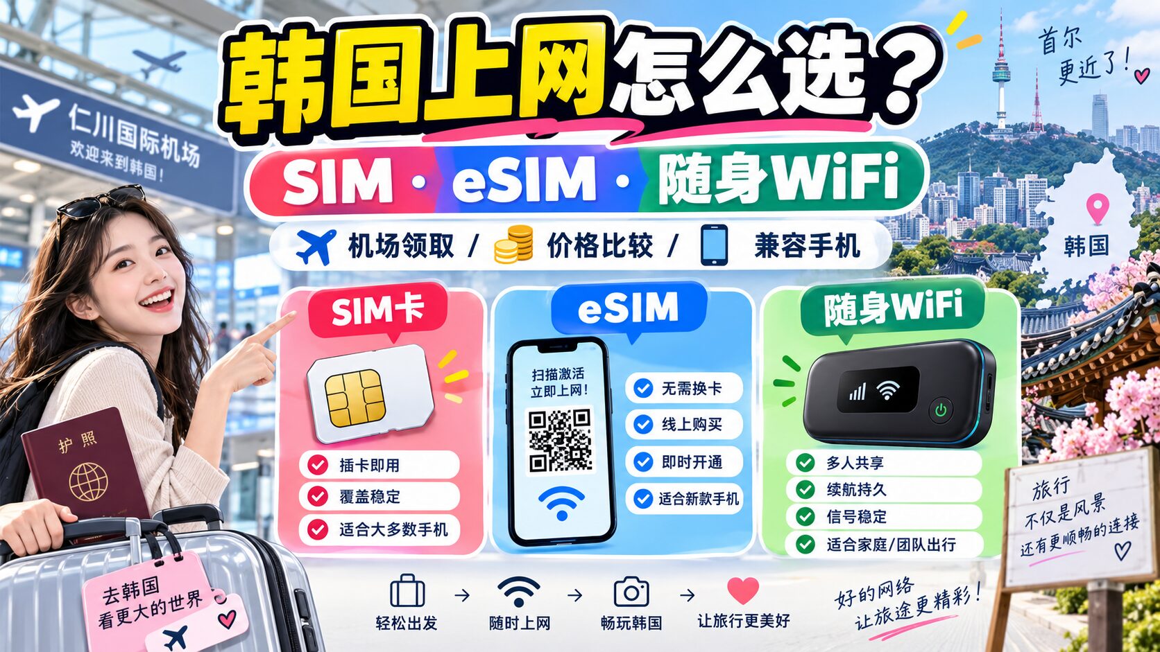 韩国SIM卡eSIM比较