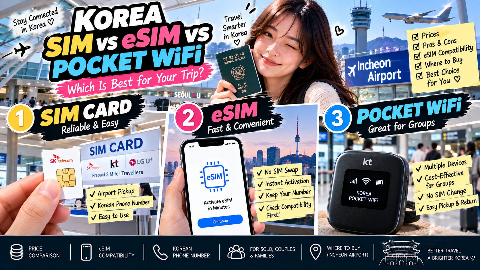 Korea SIM Card vs eSIM vs Pocket WiFi: Which Is Best?